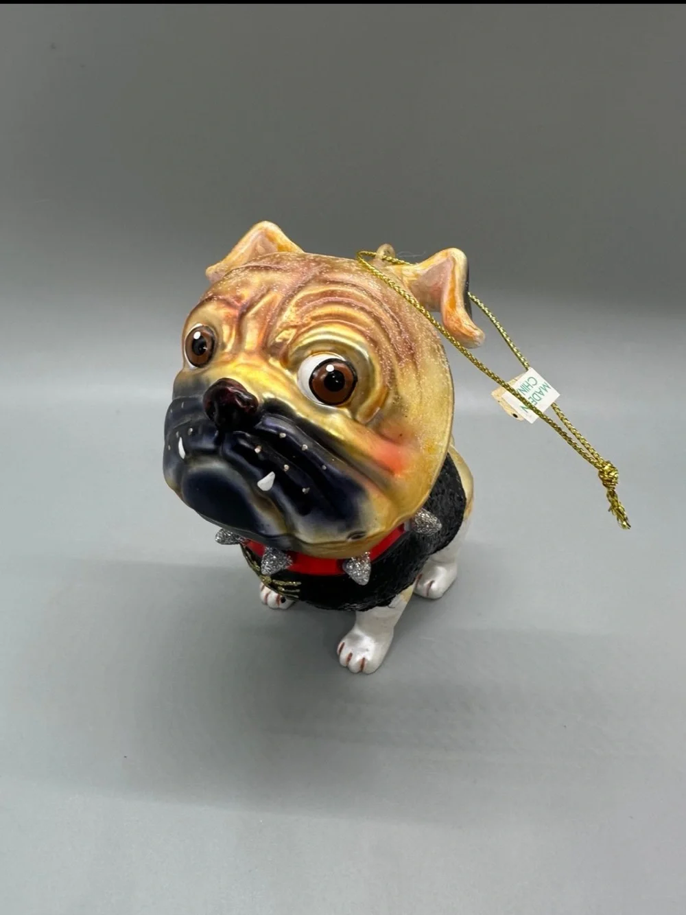 Fabulous Bulldog /Pug Glass Christmas Ornament Holiday Dog